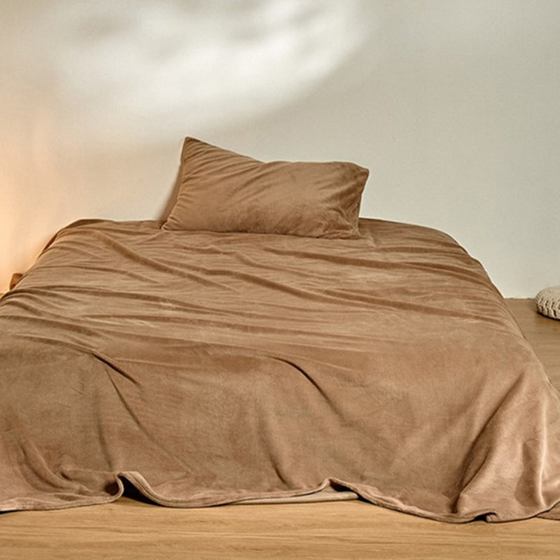 Flannel Bed Sheet Set Winter Solid Fitted Sheet for Bedroom