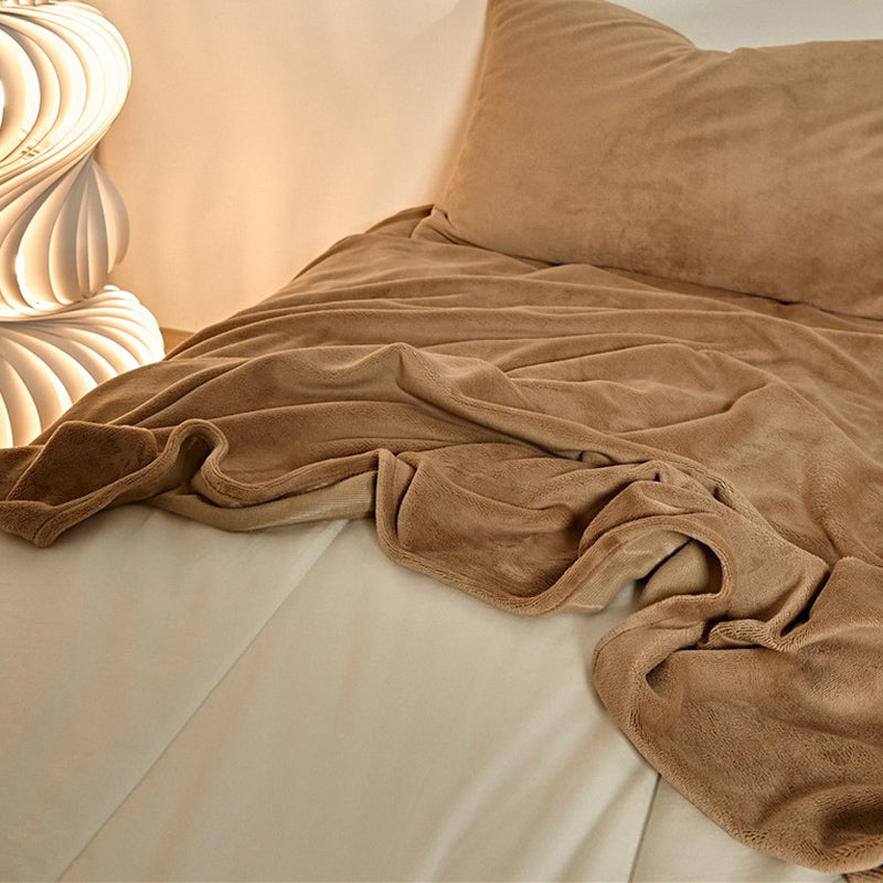 Flannel Bed Sheet Set Winter Solid Fitted Sheet for Bedroom