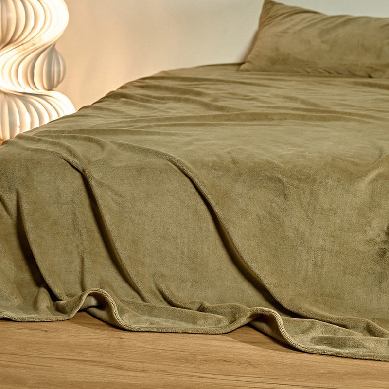 Flannel Bed Sheet Set Winter Solid Fitted Sheet for Bedroom