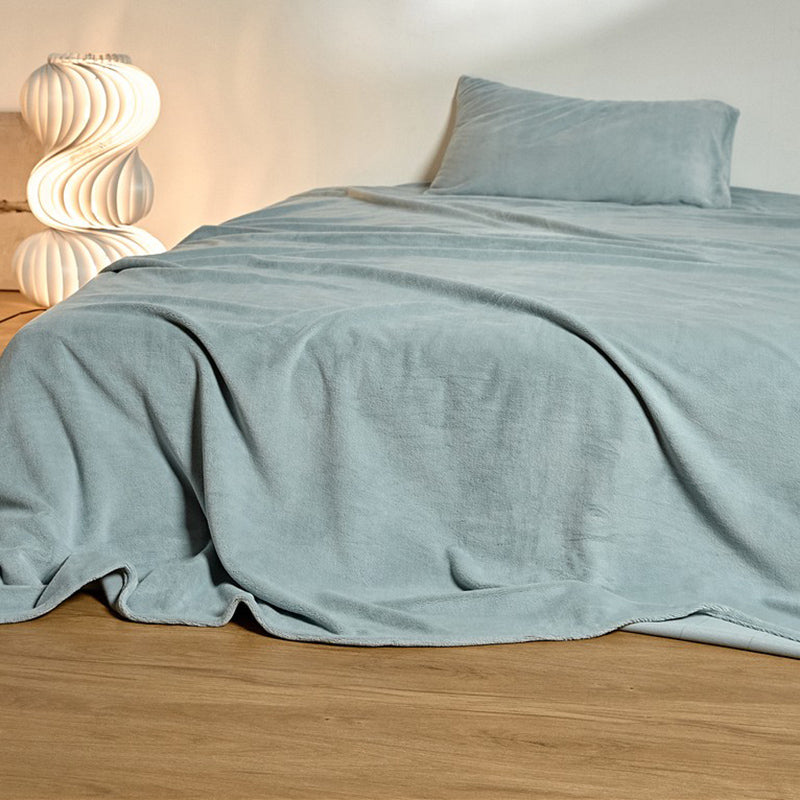 Flannel Bed Sheet Set Winter Solid Fitted Sheet for Bedroom
