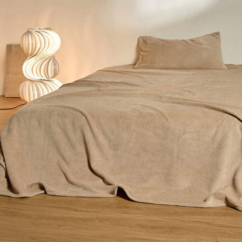 Flannel Bed Sheet Set Winter Solid Fitted Sheet for Bedroom