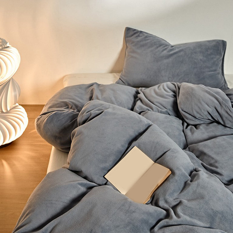 Flannel Bed Sheet Set Winter Solid Fitted Sheet for Bedroom