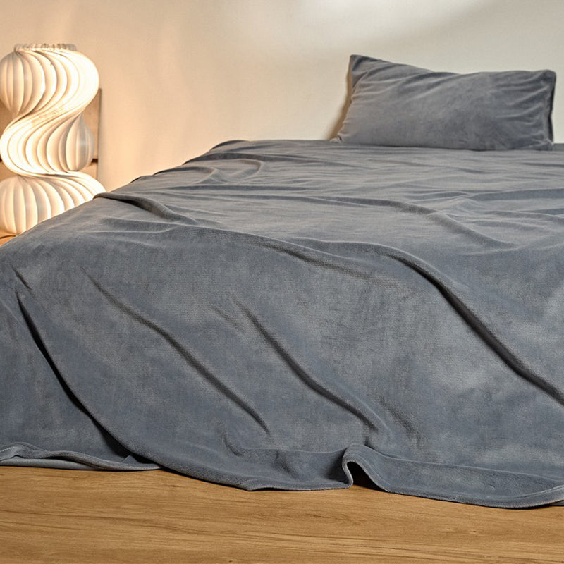 Flannel Bed Sheet Set Winter Solid Fitted Sheet for Bedroom