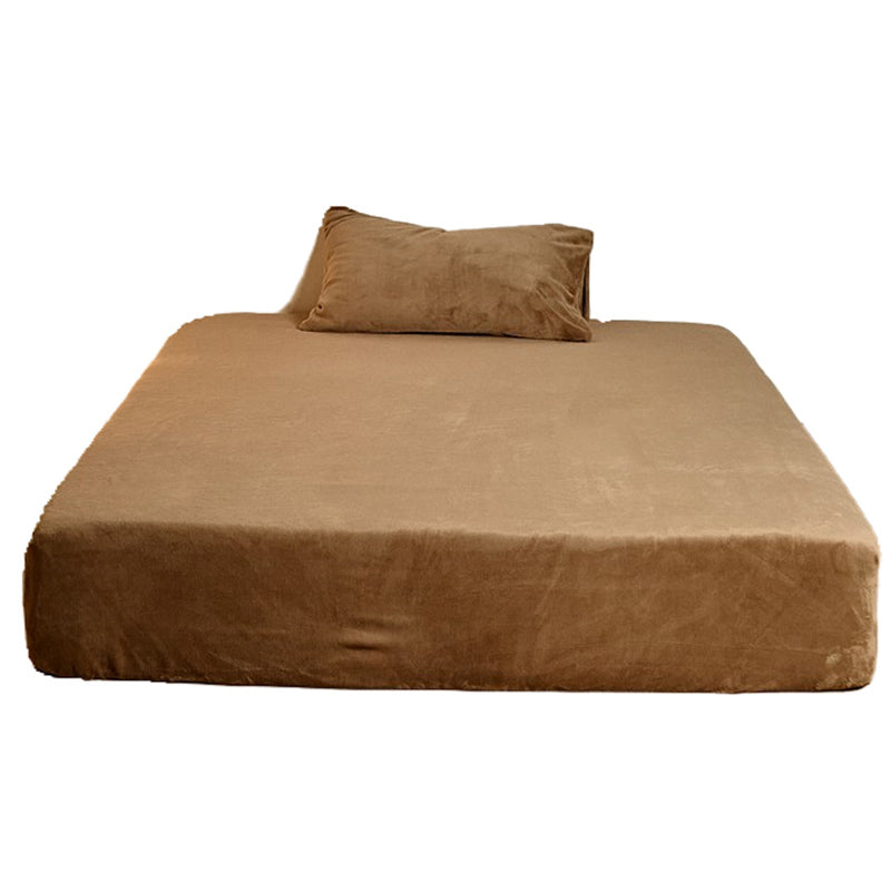 Flannel Bed Sheet Set Winter Solid Fitted Sheet for Bedroom