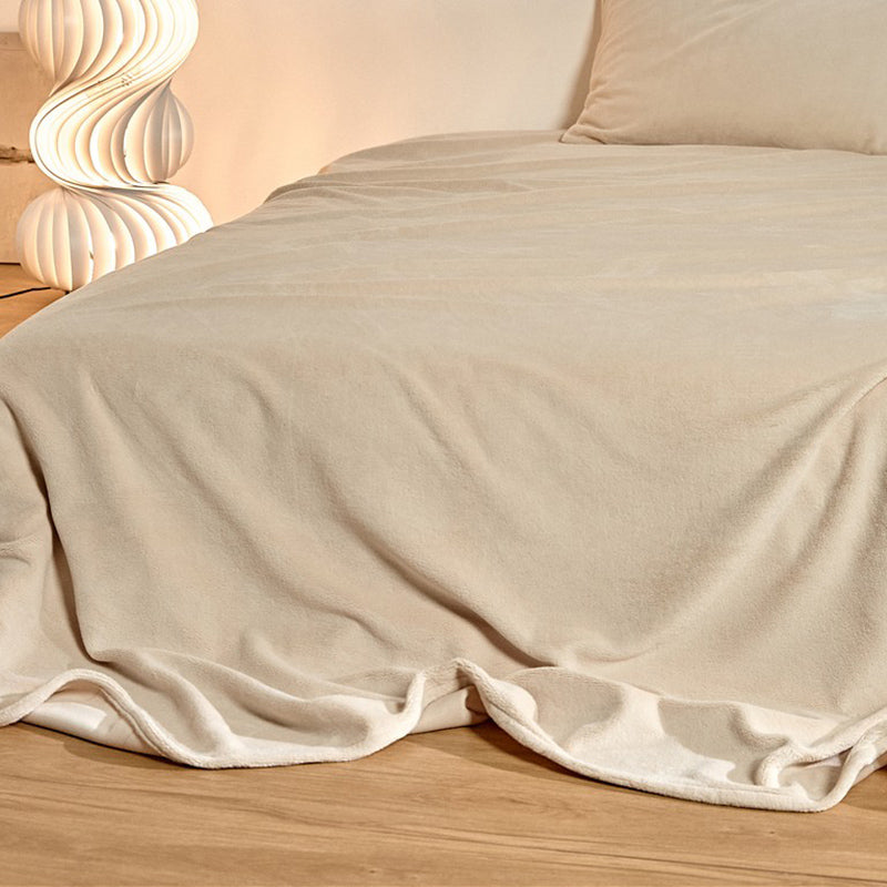 Flannel Bed Sheet Set Winter Solid Fitted Sheet for Bedroom