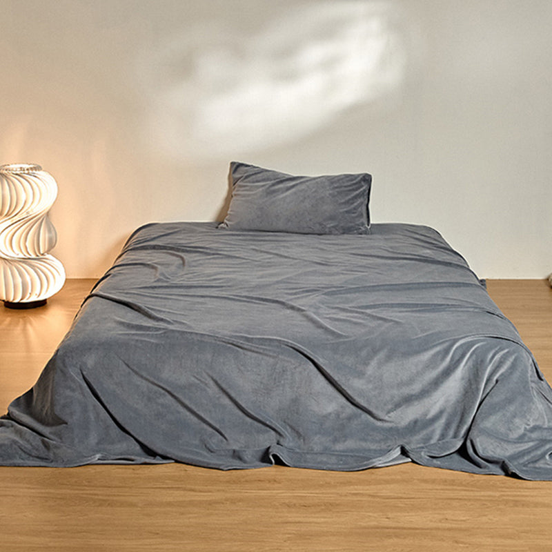 Flannel Bed Sheet Set Winter Solid Fitted Sheet for Bedroom