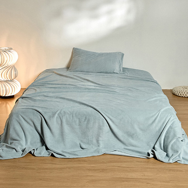 Flannel Bed Sheet Set Winter Solid Fitted Sheet for Bedroom