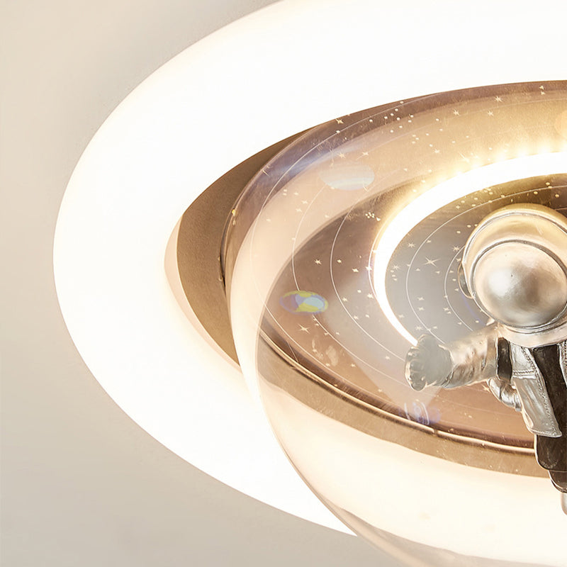 Round Shape Metal Flush Light Kid Style 2 Lights Flush Mount Ceiling Lights