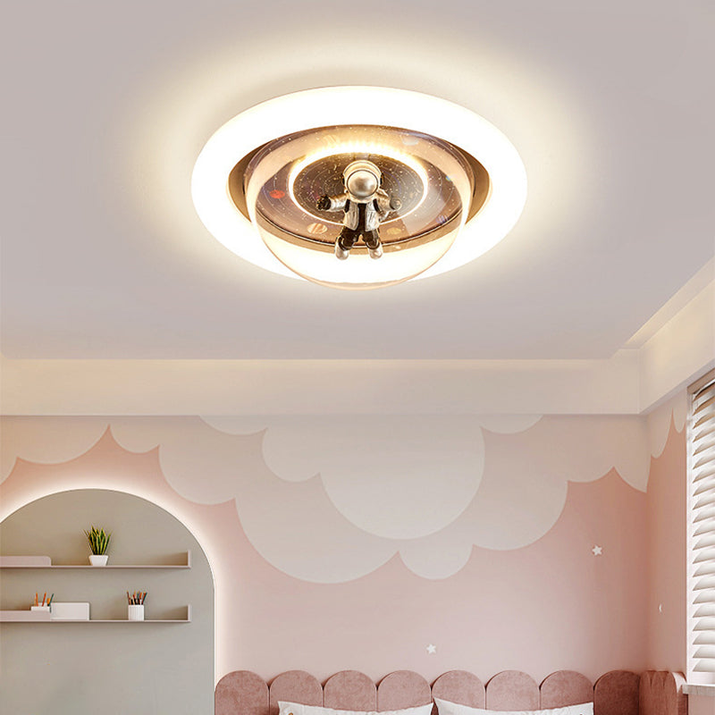Round Shape Metal Flush Light Kid Style 2 Lights Flush Mount Ceiling Lights