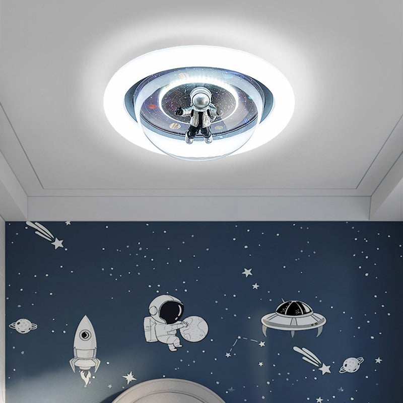 Round Shape Metal Flush Light Kid Style 2 Lights Flush Mount Ceiling Lights