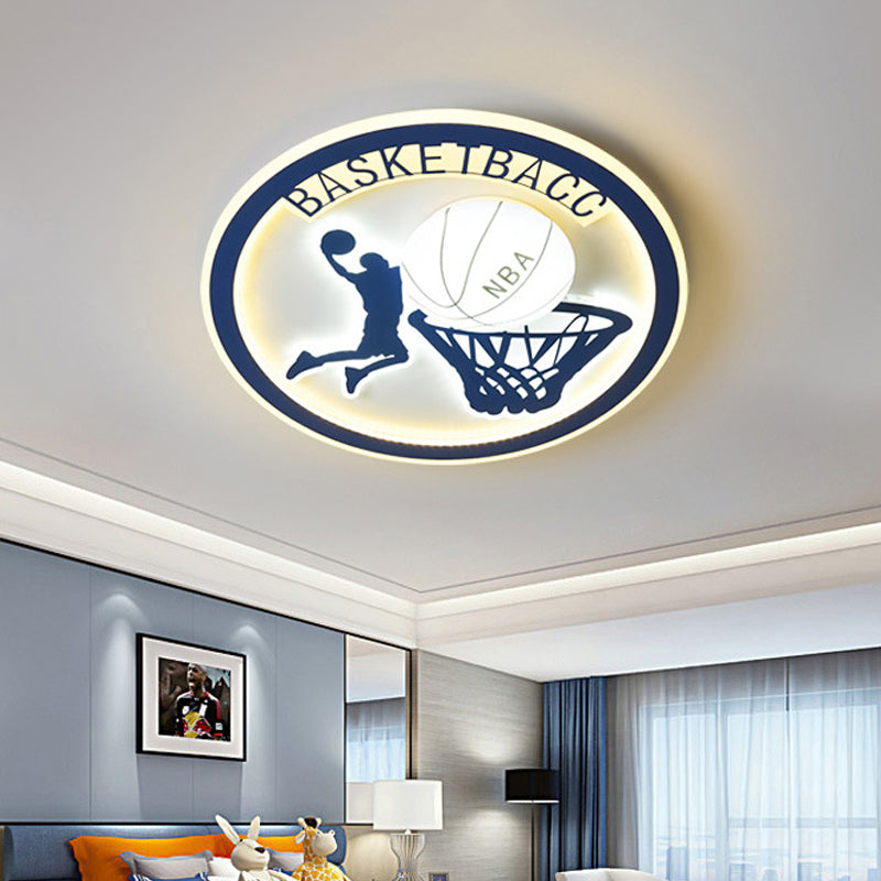 Basketball Shot Plafonnier Enfants Orange/Blanc Verre Enfants Chambre LED Plafonnier