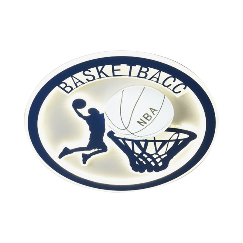 Basketball Shot Plafonnier Enfants Orange/Blanc Verre Enfants Chambre LED Plafonnier