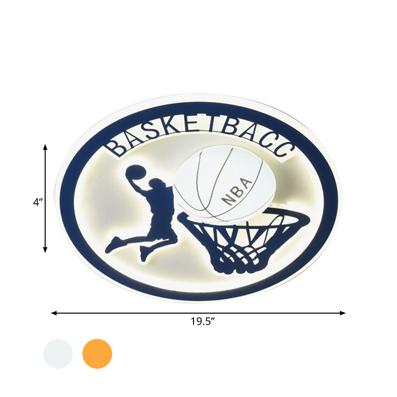 Basketball Shot Plafonnier Enfants Orange/Blanc Verre Enfants Chambre LED Plafonnier