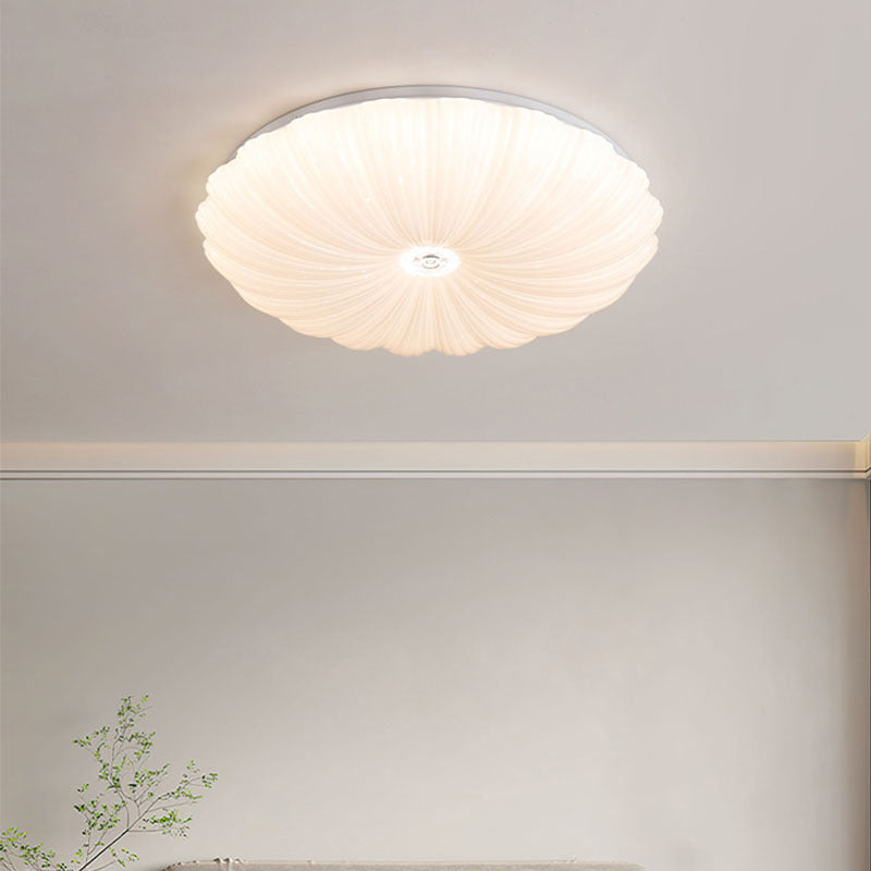 Round Shape Metal Flush Light Modern Style 1 Light Flush Mount Ceiling Lights in White