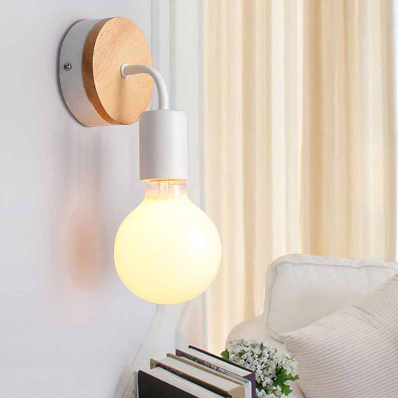 Modern Wood Wall Sconce Metal Cylinder Shape Vanity Light for Bathroom