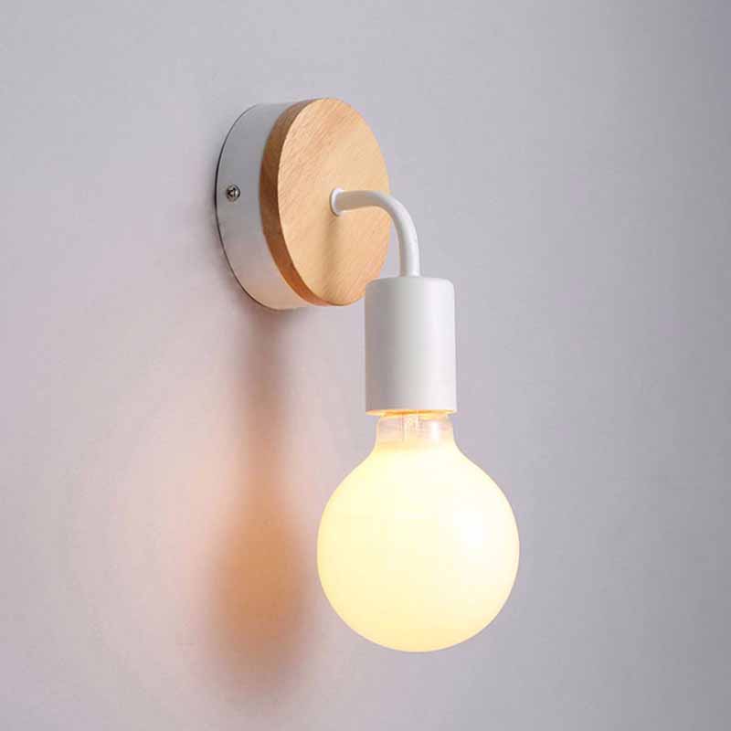 Modern Wood Wall Sconce Metal Cylinder Shape Vanity Light for Bathroom