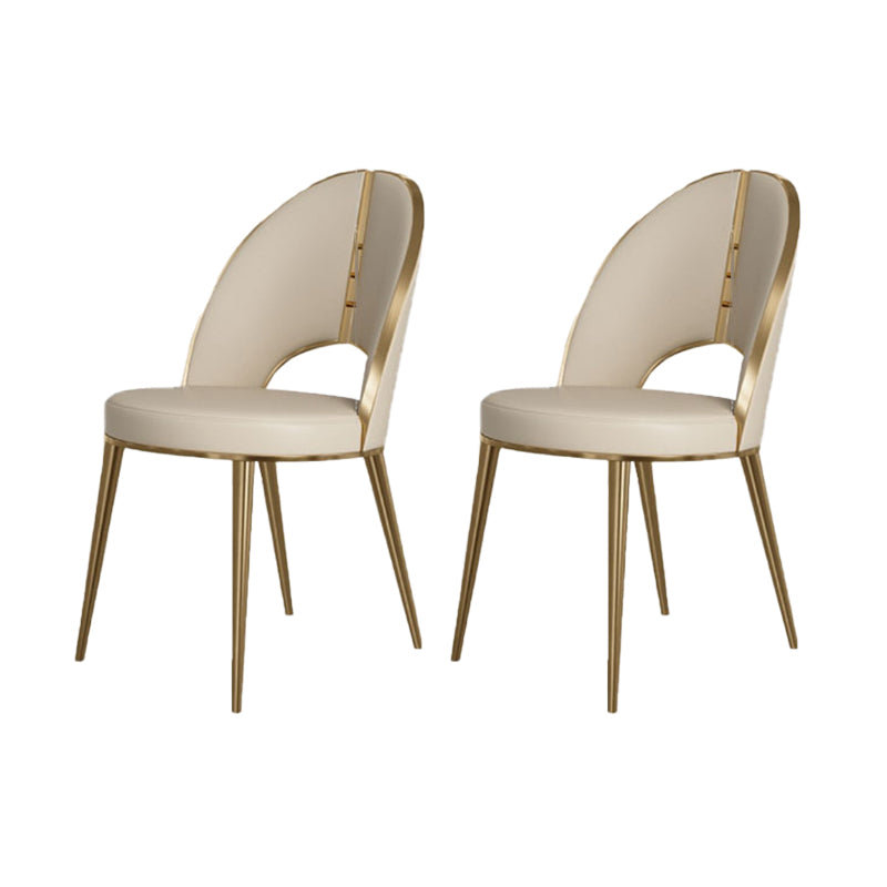 Glam Style Side Chair Leather 4 Legs Dining Chair for Dining Room