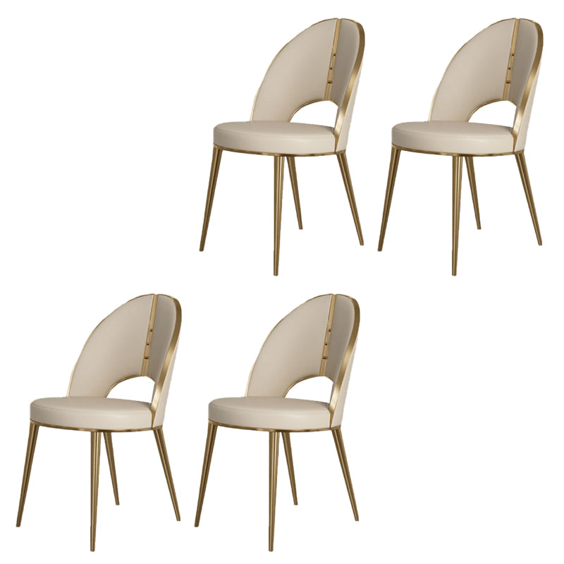Glam Style Side Chair Leather 4 Legs Dining Chair for Dining Room