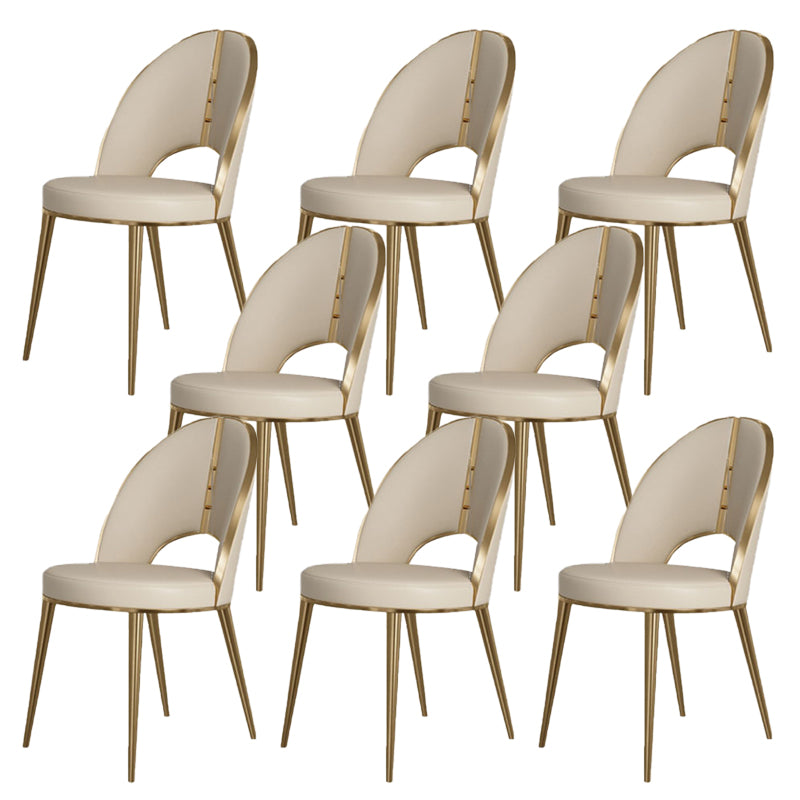 Glam Style Side Chair Leather 4 Legs Dining Chair for Dining Room