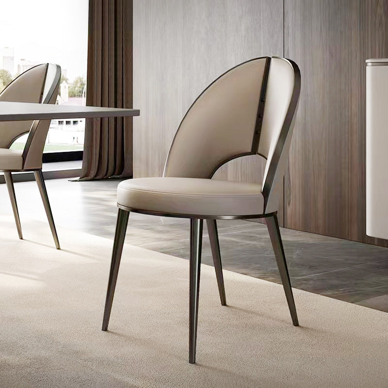 Glam Style Side Chair Leather 4 Legs Dining Chair for Dining Room