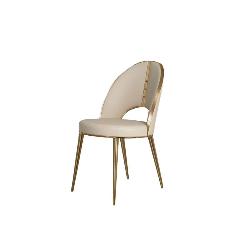 Glam Style Side Chair Leather 4 Legs Dining Chair for Dining Room