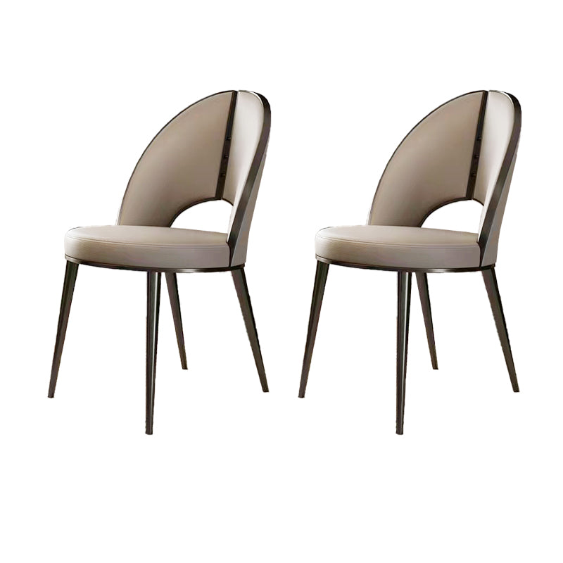 Glam Style Side Chair Leather 4 Legs Dining Chair for Dining Room