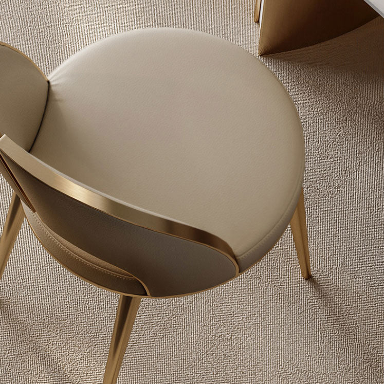 Glam Style Side Chair Leather 4 Legs Dining Chair for Dining Room