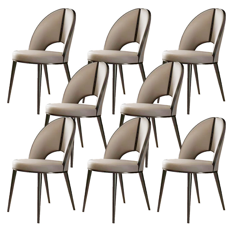 Glam Style Side Chair Leather 4 Legs Dining Chair for Dining Room