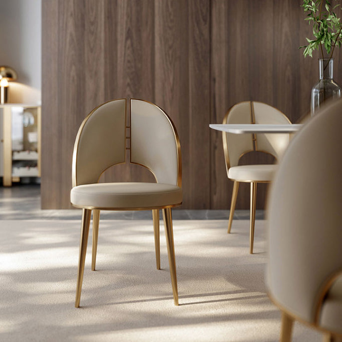 Glam Style Side Chair Leather 4 Legs Dining Chair for Dining Room