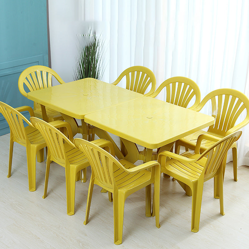 Modern Style Dining Table Outdoor Plastic Patio Table with Umbrella Hole