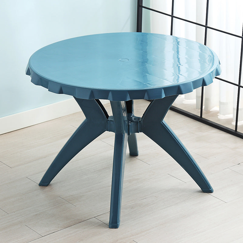 Modern Style Dining Table Outdoor Plastic Patio Table with Umbrella Hole