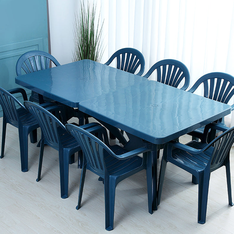 Modern Style Dining Table Outdoor Plastic Patio Table with Umbrella Hole