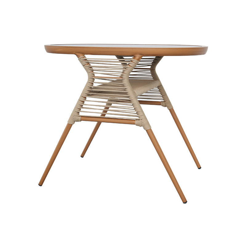 Modern Stone Chat Table Outdoor Water Resistant Patio Table with with Aluminum Legs