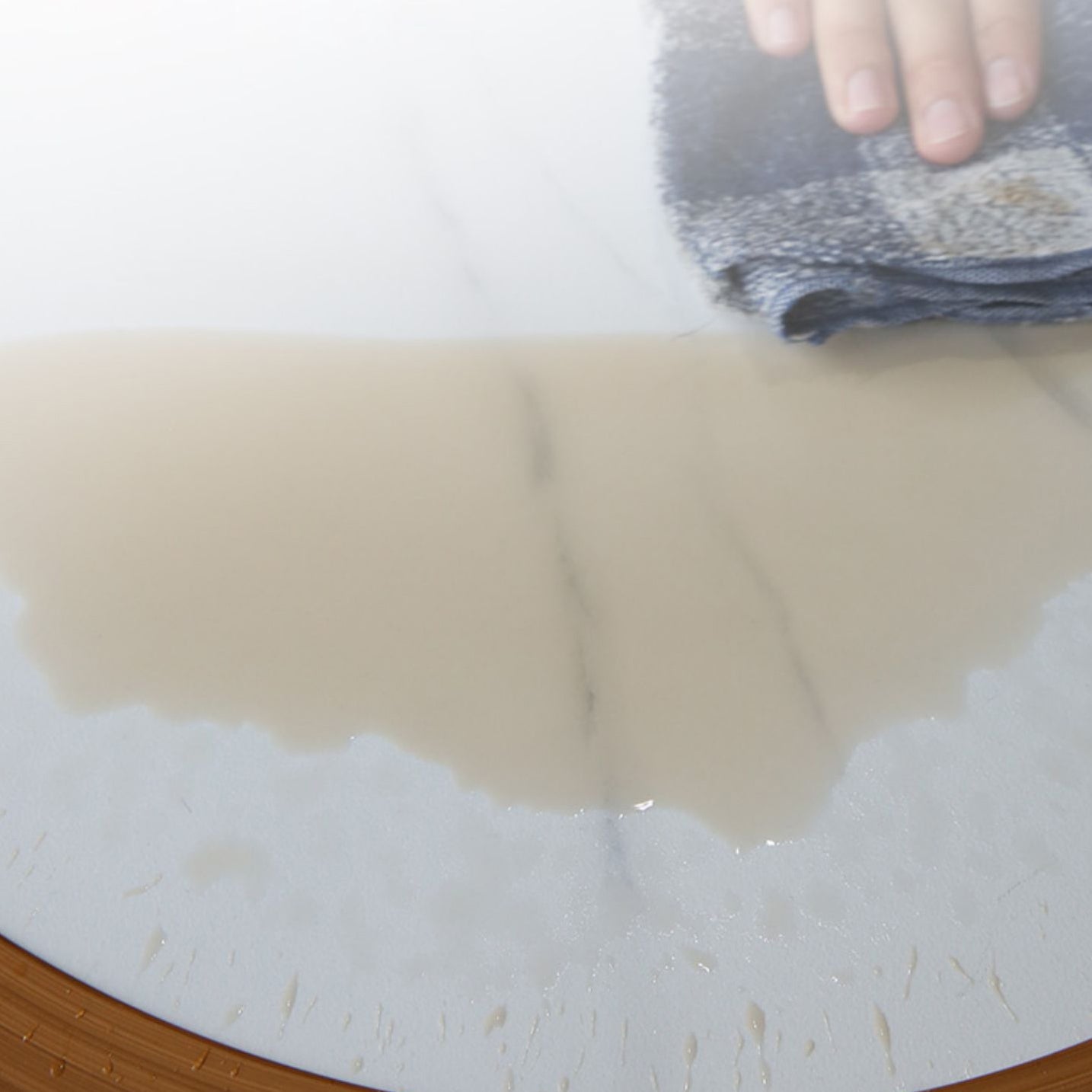 Modern Stone Chat Table Outdoor Water Resistant Patio Table with with Aluminum Legs