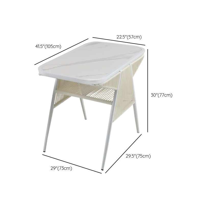 Modern Stone Chat Table Outdoor Water Resistant Patio Table with with Aluminum Legs