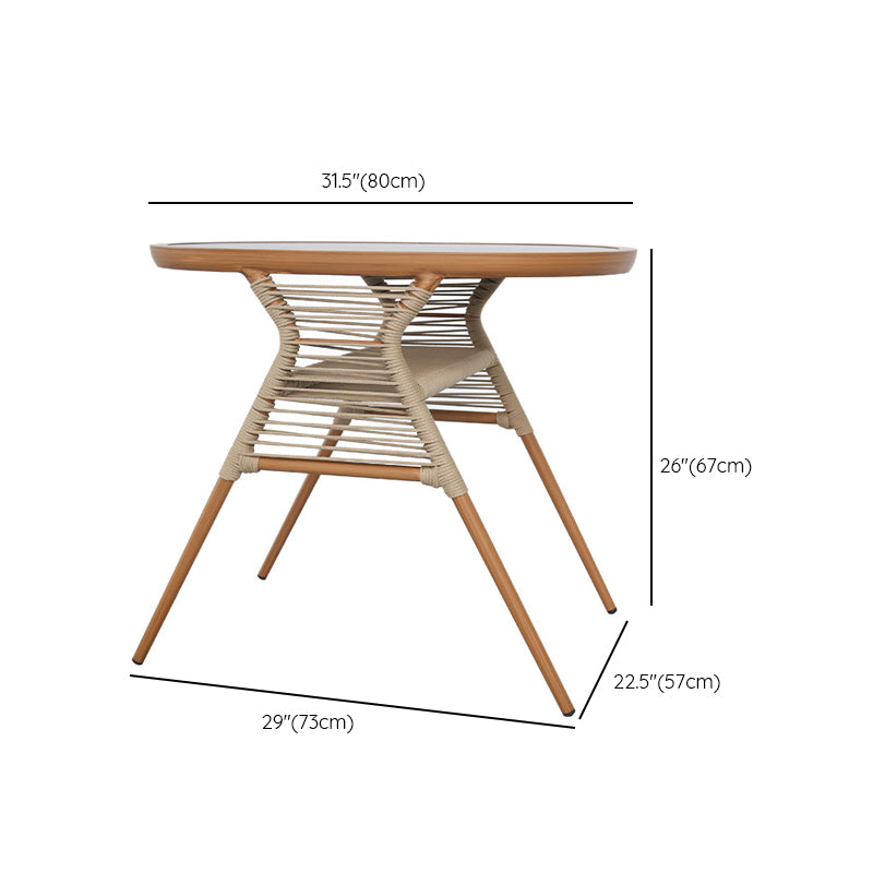 Modern Stone Chat Table Outdoor Water Resistant Patio Table with with Aluminum Legs