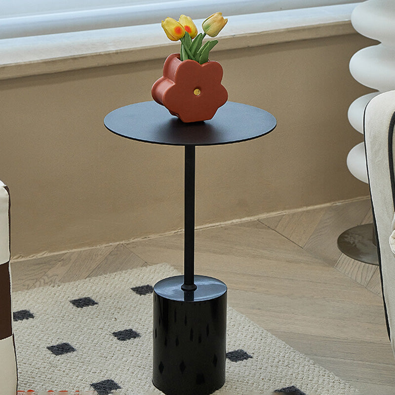 Black End Slide Table Round Living Room Pedestal Marble Corner Table