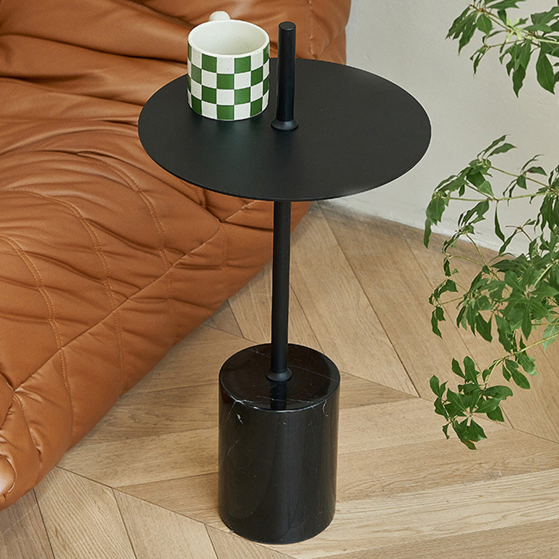 Black End Slide Table Round Living Room Pedestal Marble Corner Table