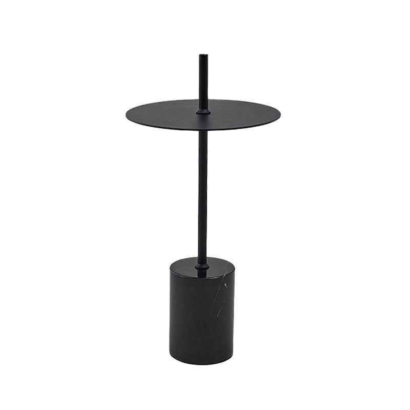 Black End Slide Table Round Living Room Pedestal Marble Corner Table