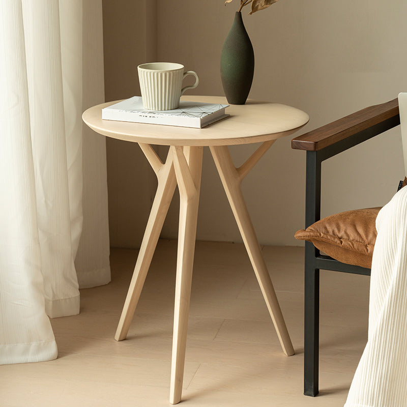 Maple Wood Side Table Modern Outdoor Round Patio Table in Natural