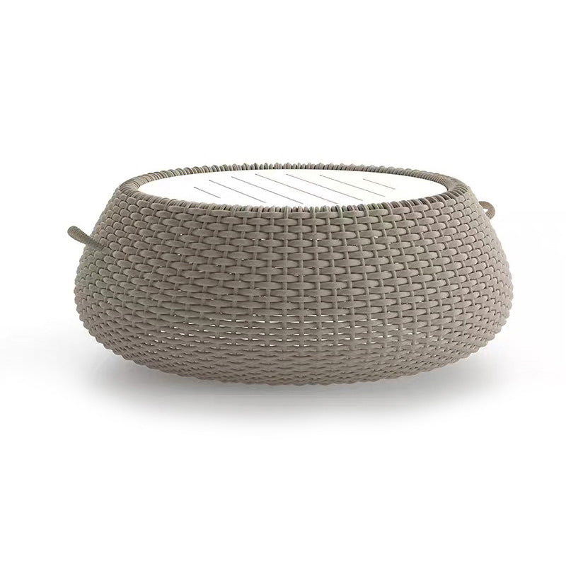 Modern Rattan Side Table Outdoor Patio Table with Aluminum Frame