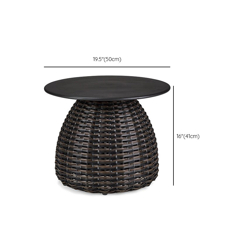 Modern Rattan Side Table Outdoor Patio Table with Aluminum Frame