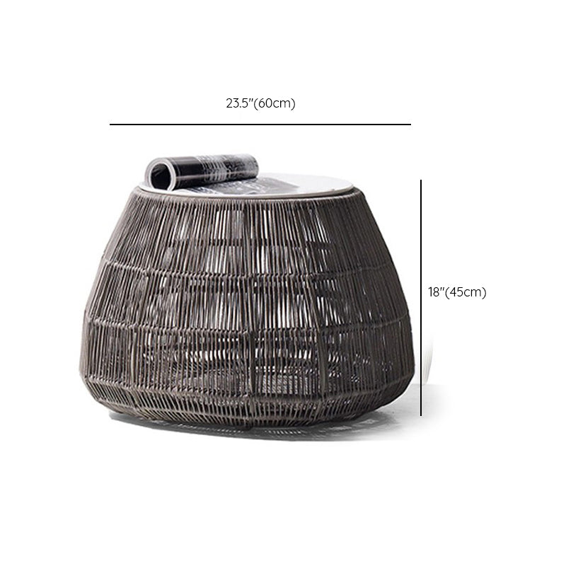 Modern Rattan Side Table Outdoor Patio Table with Aluminum Frame