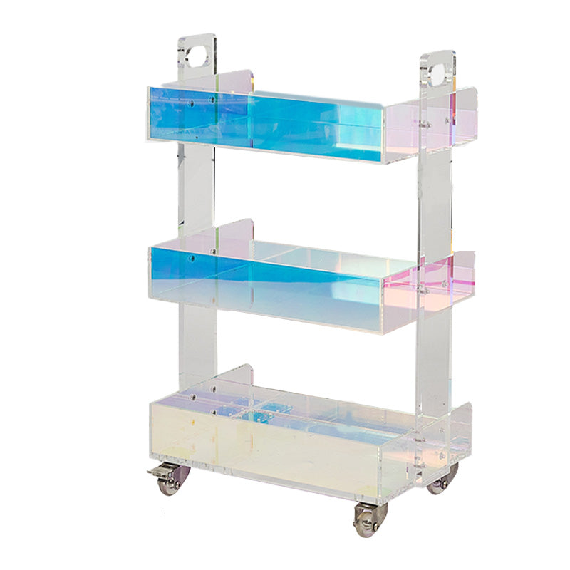 Modern Acrylic Rectangular End Table Double Tier Corner Table with Storage