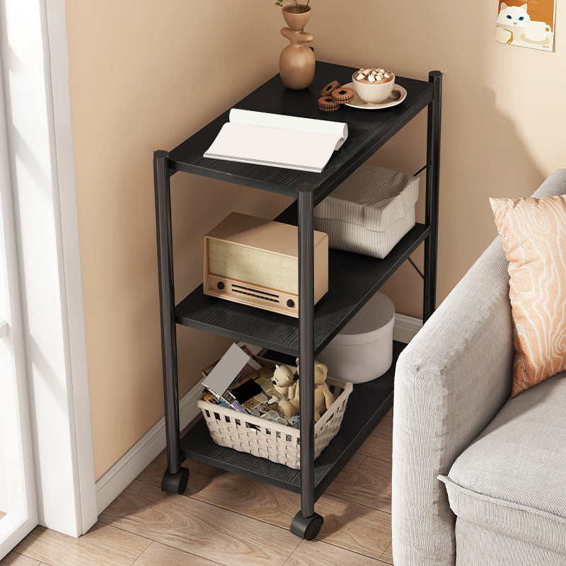 Modern Style Bookshelf Wooden Open Back Bookcase with Caster Wheels for Home