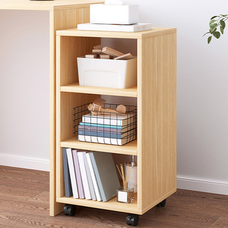Modern Style Bookshelf Wooden Open Back Bookcase with Caster Wheels for Home