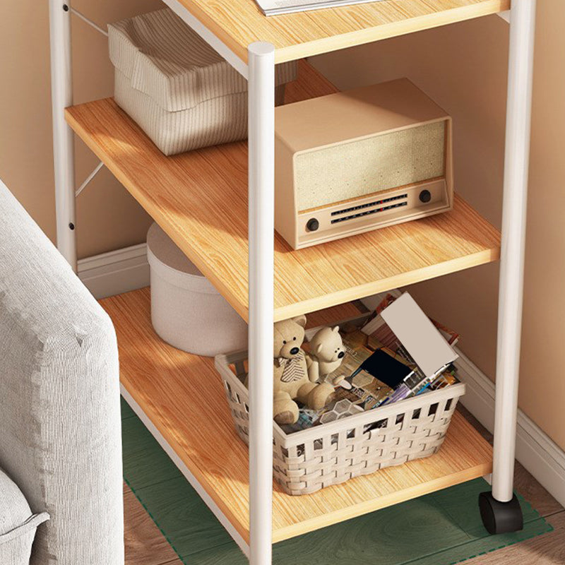 Modern Style Bookshelf Wooden Open Back Bookcase with Caster Wheels for Home