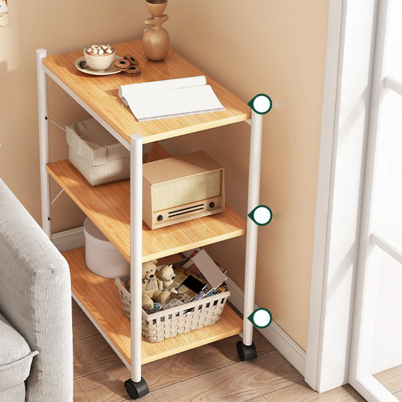 Modern Style Bookshelf Wooden Open Back Bookcase with Caster Wheels for Home