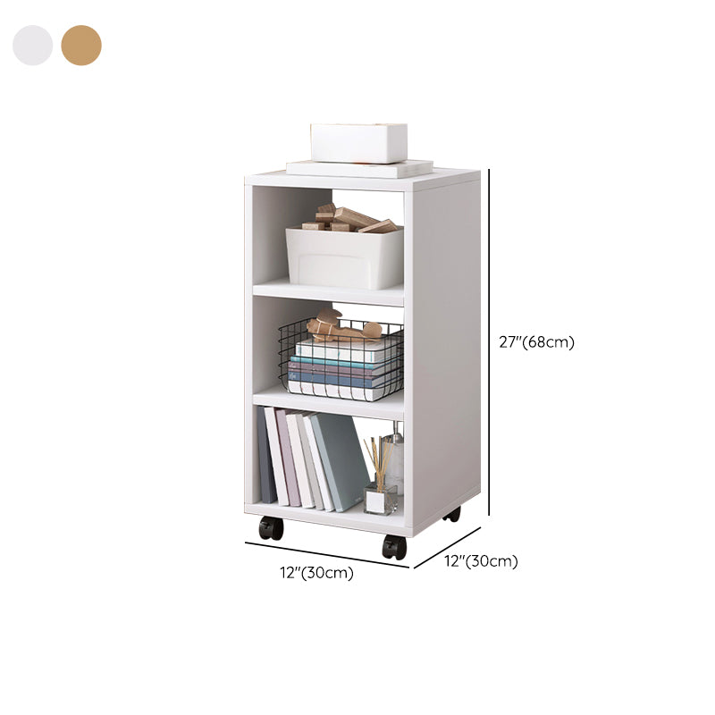 Modern Style Bookshelf Wooden Open Back Bookcase with Caster Wheels for Home