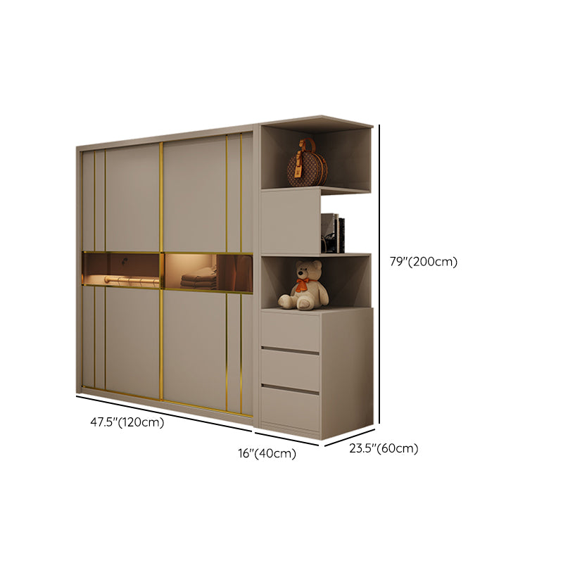 Modern Sliding Door Wardrobe Cabinet Bedroom Wooden Storage Armoire